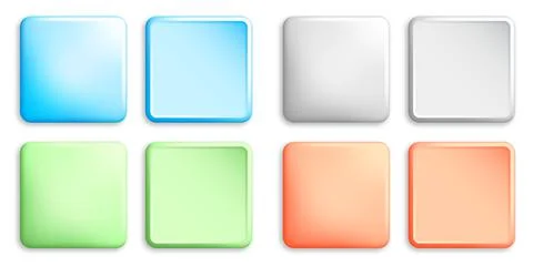 Set of square multi colored buttons with rounded corners. Elements for design Stock Illustration