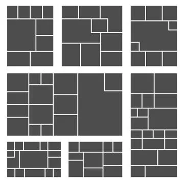 Set of square or rectangle photo collage templates. Photos grid picture Stock Illustration