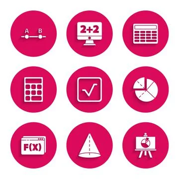 Set Square root, Geometric figure Cone, Chalkboard with diagram, Graph, schedule Stock Illustration