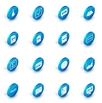 Set Square root, Mathematics function sine, Human brain, Test or exam sheet Illustrazione stock