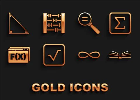 Set Square root, Sigma symbol, Open book, Infinity, Function mathematical Stock Illustration