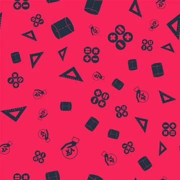 Set Square root of x glyph, Geometric figure, Triangular ruler and Calculator on Stock Illustration