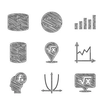 Set Square root of x glyph, Graph, schedule, chart, diagram, Function Illustrazione stock