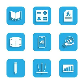 Set Square root of x glyph, Graph, schedule, chart, diagram, Laptop with graph Stock Illustration