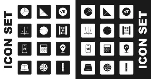 Set Square root of x glyph, Geometric figure Sphere, Graph, schedule, chart Illustrazione stock