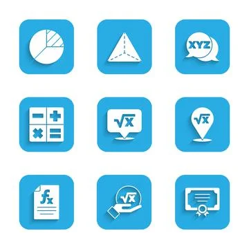 Set Square root of x glyph, Certificate template, Function mathematical symbol Stock Illustration