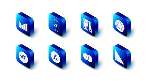 Set Square root of x glyph, Office folders, Triangle math, Mathematics sets A Stock Illustration