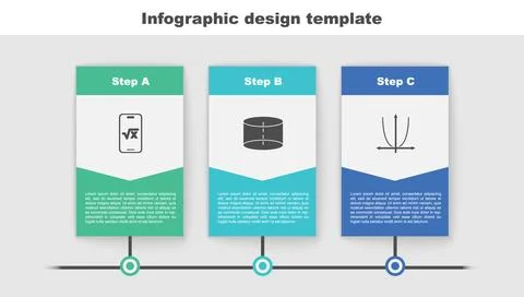 Set Square root of x glyph, Geometric figure Cylinder and Graph, schedule, .. Stock Illustration