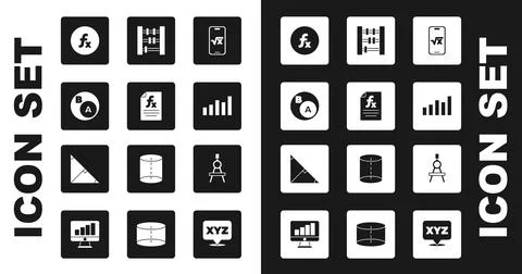 Set Square root of x glyph, Function mathematical symbol, Subsets, math, is.. Stock Illustration