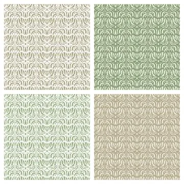 Set of square seamless patterns with classic floral designs.  Stock Illustration