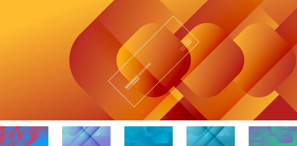 Set of square shapes composition geometric abstract backgrounds. 3D shadow Stock Illustration