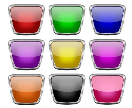 Set of Square Shiny Web Buttons Stock Illustration