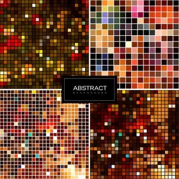 Set of square sparkling mosaic backgrounds Stock Illustration