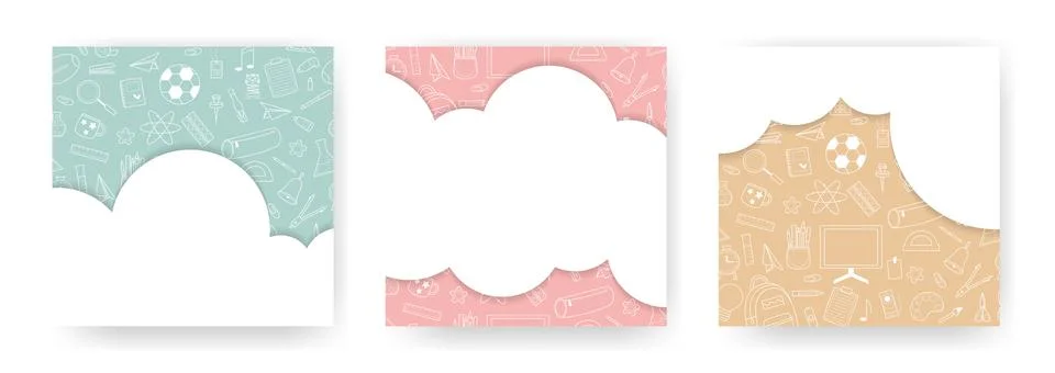 Set of square templates on theme of education Stock Illustration