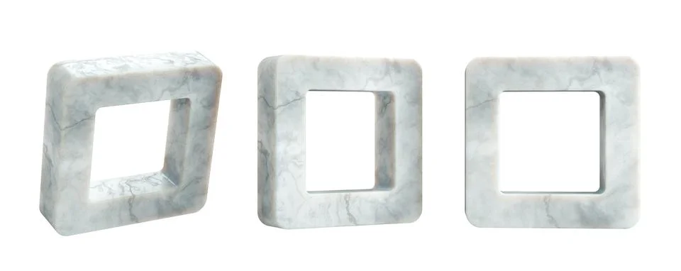 Set of square thick marble frame isolated on transparent white background Stock Illustration