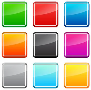 Set of square web buttons in differents colors Stock Illustration