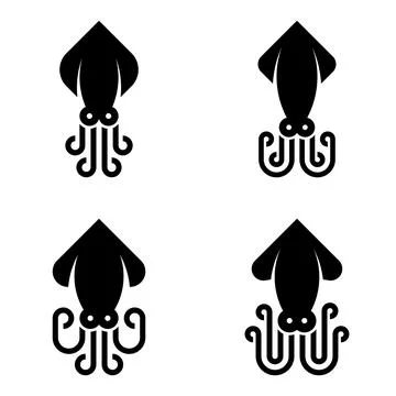 Set of Squid logo Stock Illustration