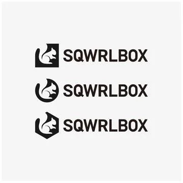 Set squirrel black and white vintage logo design template Stock Illustration