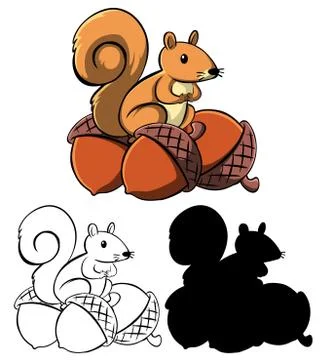 Set of squirrel cartoon Stock Illustration