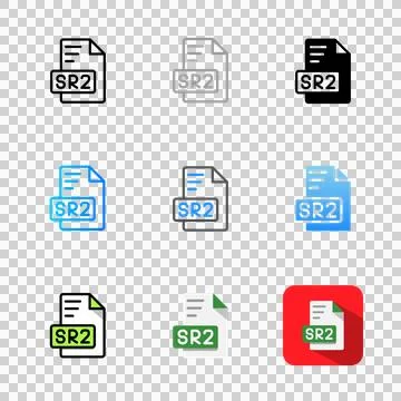 Set sr2 file document icons in outline style Ilustração Stock