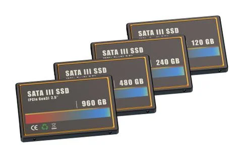 Set of SSD solid state drives Stockillustratie