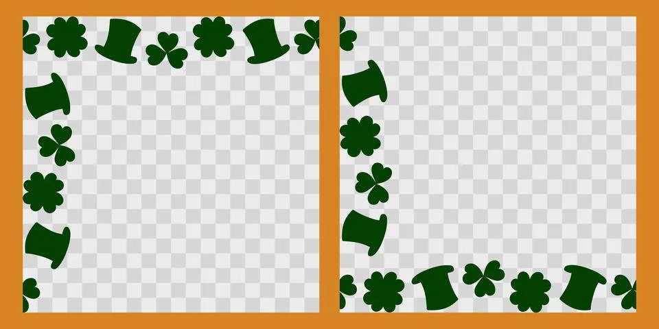 Set St Patrick Day Top and Bottom Corner Frames made of traditional holiday イラスト素材