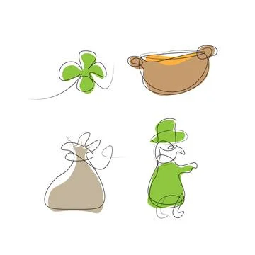 Set for st patrick s day. line art vector illustration Stock Illustration