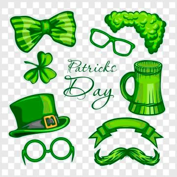 Set of St. Patricks Day - elements, objects, icons. Vector illustration isolated Stock Illustration