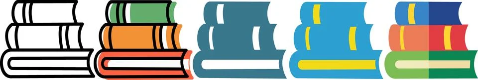 Set of stack of books icons Stock Illustration