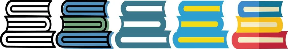 Set of stack of books icons Stock Illustration