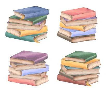 Set with stack of books Stock Illustration
