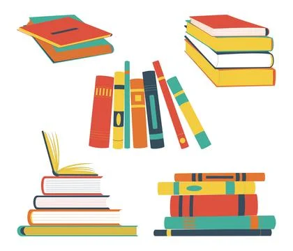 Set of stack books. Reading, education, teaching, learning design element Stock Illustration