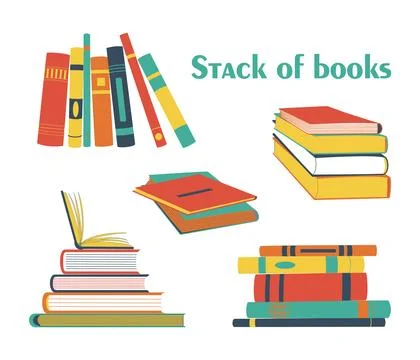 Set of stack books. Vector reading, education, teaching, learning design element Stock Illustration