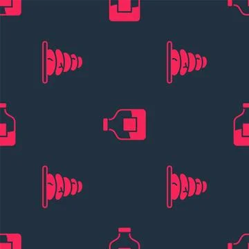 Set Stack hot stones and Bottle of vodka on seamless pattern. Vector Stock Illustration