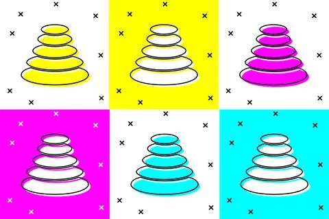 Set Stack hot stones icon isolated on color background. Spa salon accessory 스톡 일러스트