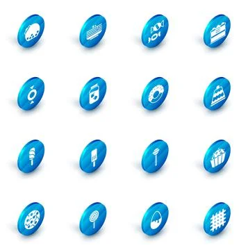 Set Stack of pancakes, Candy, Cake, Ice cream, Strawberry jam jar, and Donut Stock Illustration