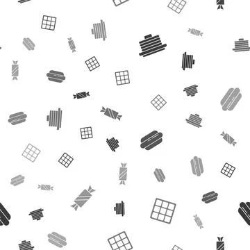 Set Stack of pancakes, Waffle, Hotdog sandwich and Candy on seamless pattern 스톡 일러스트