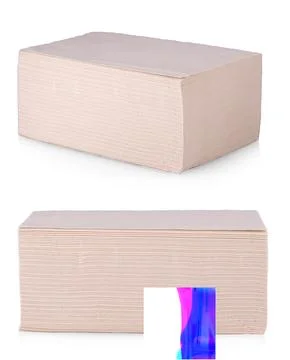 Set of Stack of the pink paper napkins on white background. Foto stock