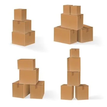 Set Of Stacks Of Cardboard Boxes イラスト素材