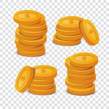 Set with stacks of coins Stock Illustration