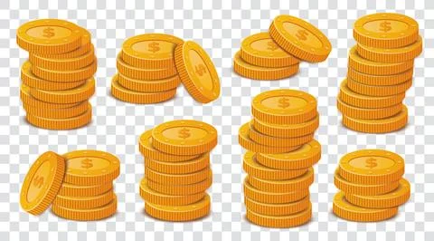 Set with stacks of coins Stock Illustration