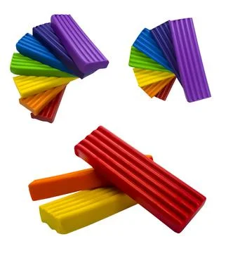 Set of stacks of colored plasticine Stock Photos