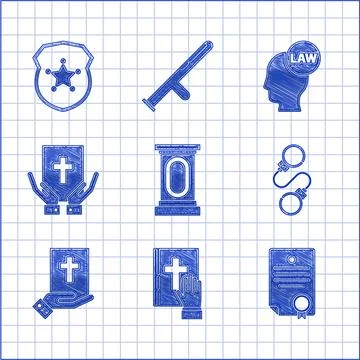 Set Stage stand or debate podium rostrum, Oath on the Holy Bible, Certificate Stock-Illustration