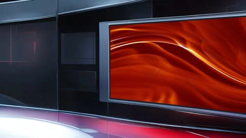 Set the Stage for Your News Coverage with Our Virtual Studio Sets Stock Footage 234812807