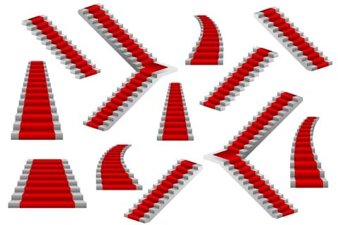 Set of stairs vector illustration isolated on white background. Stock Illustration