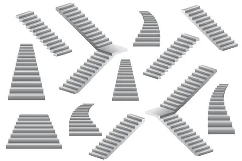 Set of stairs vector illustration isolated on white background. Illustrazione stock