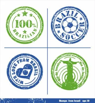 Set of stamps from Brazil. elements for yours design. Stock Illustration