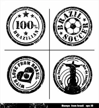 Set of stamps from Brazil. elements for yours design. Stock Illustration
