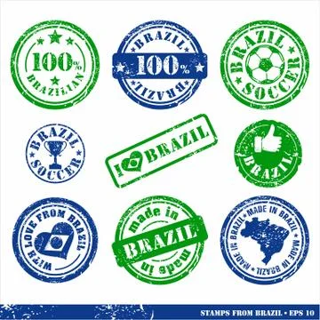 Set of stamps from Brazil. elements for yours design. Stock Illustration