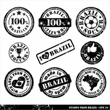 Set of stamps from Brazil. Vector elements for yours design. 스톡 일러스트